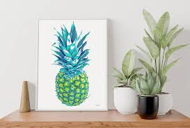 Pineapple Painting Tropical Fruit Wall