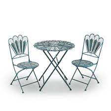 Peacock Feather Rustic Metal Bistro Set