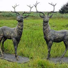 Laying Deer 36cm Antique Bronze Metal