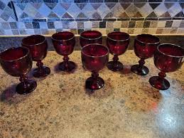 Vintage Red Glass Goblet Glass