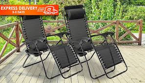 2x Zero Gravity Reclining Garden Chairs