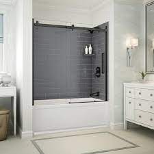 Maax Utile 32 In W X 60 In L X 81 In H Metro Thunder Grey 5 Piece Bathtub And Shower Combination Kit Right Drain In Gray 106913 301 019 107