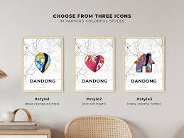 Dandong China Minimal Art Map With A