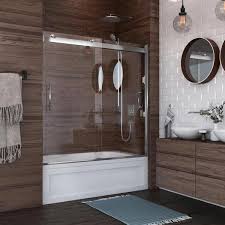 Holcam Luna Lite 60 In W X 60 5 In H Sliding Bypassing Frameless Bathtub Door In Chrome Finish With Clear Glass