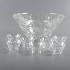 Ladle And 8 Cups Glass Punch Bowl