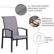 Patio Chairs Set Of 4 Rust Free Outdoor Chairs W Metal Slat Finish 2x1 Textilene Dining Chairs Set Of 4