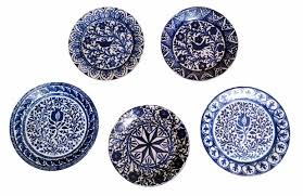 Italian Ceramic Plates With Cobalt Blue