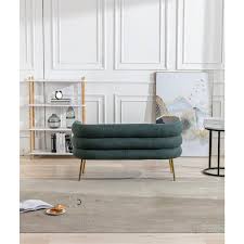 52 76 In Round Arm Fabric 2 Seater Loveseat Straight Sofa In Green