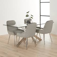Geo Glass Dining Table With Chrome Legs