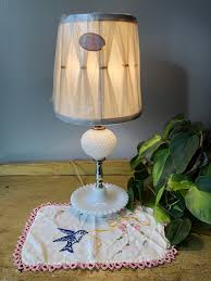 White Hobnail Milk Glass Table Lamp