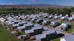 Drone Tiny House Village In Mountains