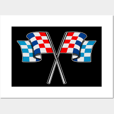 Checked Racing Car Flag Blue Red