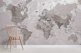 Neutral Color World Map Wallpaper Mural