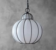 Camille Milk Glass Caged Pendant