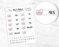 Kawaii Bows Date Covers Stickers For