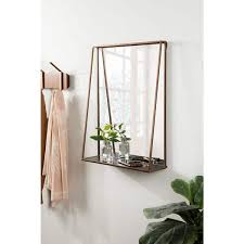 Kate And Laurel Lintz Metal Framed Mirror With Shelf 18x24 Bronze