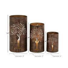 Metal Tree Hurricane Candle Holder Set Of 3