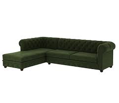 Corner Sofa Velvet Dark Olive Green