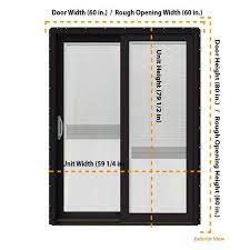 Jeld Wen 60 In X 80 In W 2500 Contemporary Black Clad Wood Left Hand Full Lite Sliding Patio Door W Unfinished Interior Black Licorice