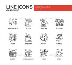 Gardening Line Design Icons Set
