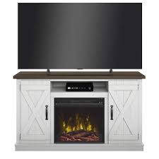 Modern Farmhouse Tv Stand For Tvs Up To 55 With Electric Fireplace White