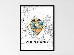 Zhenjiang China Minimal Art Map With A