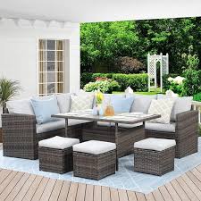 Autmoon 7 Piece Pe Rattan Wicker Patio