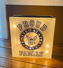 Us Navy Family Lighted Glass Block