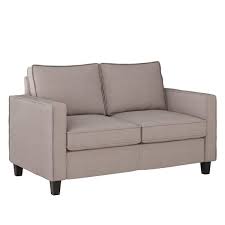 Taupe Polyester 2 Seat Loveseat Sofa