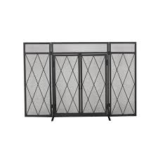 Black Metal 3 Panel Fireplace Screen