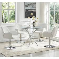 Criss Cross Glass Dining Table With 4