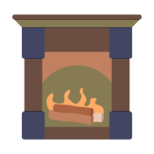 Cartoon Vector Flat Fireplace Fire