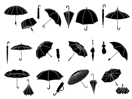 Stencil Umbrellas Folded Parasol Open