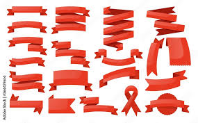Red Ribbon Banner Set Isolated Blank