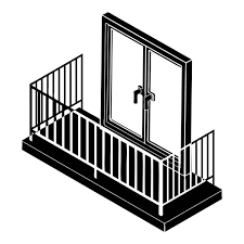 Balcony With Metal Fencing Icon Simple