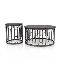 Black Round Stone Coffee Table Set