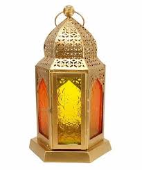 Golden Moroccan Lantern Multi Coloured