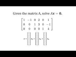Given A Coefficient Matrix Solve Ax 0