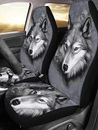 1pc Wolf Print Polyester Car Seat Cover