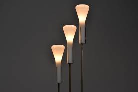 Floor Lamp In Opaline Glass And Brass