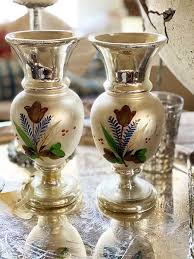 Antique Mercury Glass Candlestick Pair