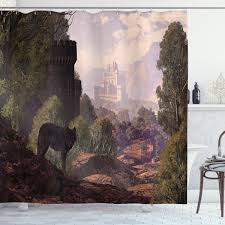 Colorful Shower Curtain Wolf In Woods