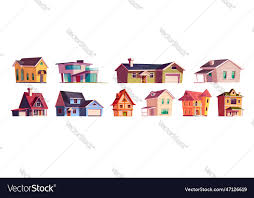 House Town Building Icon Set Royalty