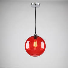 Modern Glass Pendant Light In Round Red