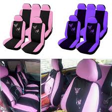 4 9pcs Pink Purple Car Seat Covers