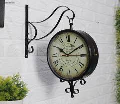 8 Inch Antique Station Clock Two Sided