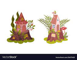 Little Fairy House Rested On Tree Stump