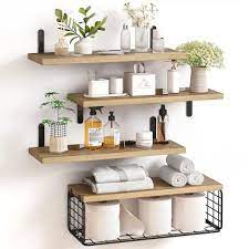 Brown Wood Wall Floating Shelves
