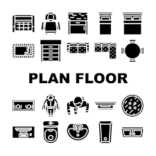 Plan Floor Home Icons Set Vector House