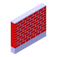 Vector Brick Fence Icon Isometric